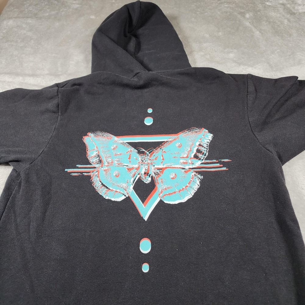 VINTAGE Bassnectar Hoodie Mens Medium Black Zip Up DJ EDM Techno Coachella USA‎